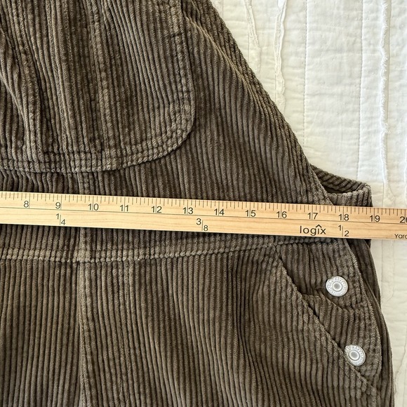 Old Navy corduroy slouchy straight workwear overalls Women 12 Arboretum - Picture 5 of 11